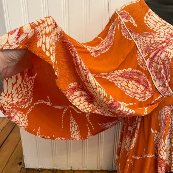 Maurices Floral Flounce Sleeve Boho Peplum Top, Size Medium - Picture 5 of 11